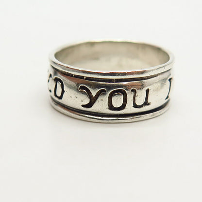 925 Sterling Silver  "I Love You / I Need You" Band Ring Size 6 3/4