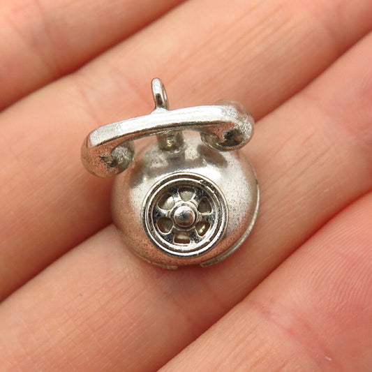 925 Sterling Silver Antique Danecraft Retro Rotary Phone Design Charm Pendant