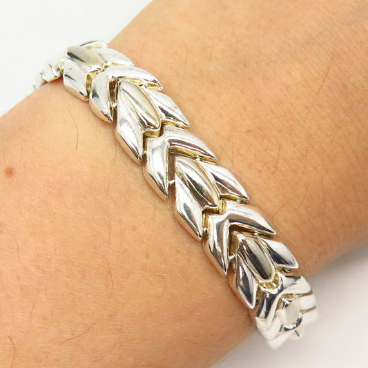 925 Sterling Silver 2-Tone Italy Arrowhead Link Bracelet 7"