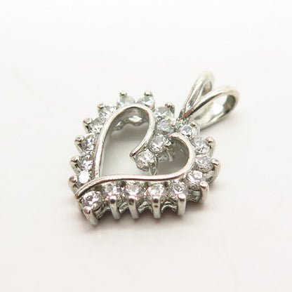 925 Sterling Silver C Z Open Heart Design Pendant