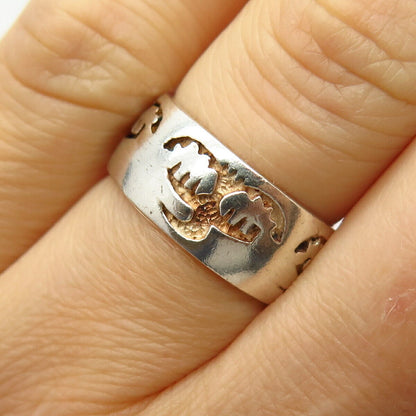 925 Sterling Silver Peter Stone Flying Dragon Design Band Ring Size 6