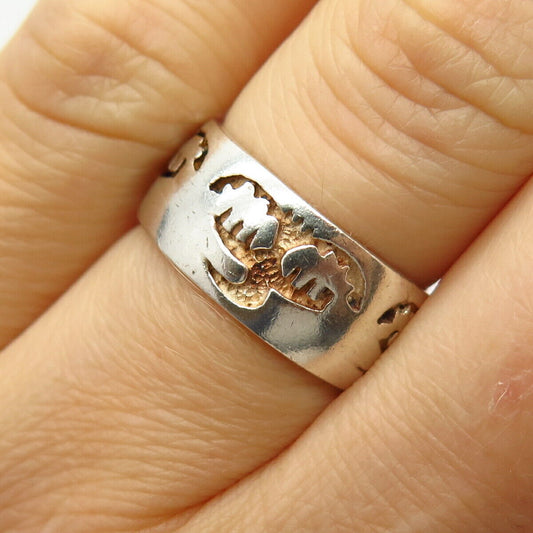 925 Sterling Silver Peter Stone Flying Dragon Design Band Ring Size 6