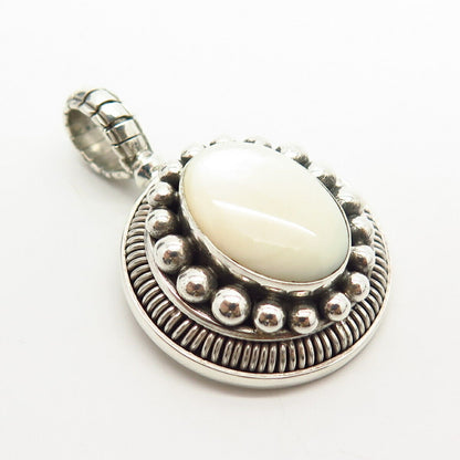 925 Sterling Silver Suarti Bali Real Mother-of-Pearl Beaded Pendant