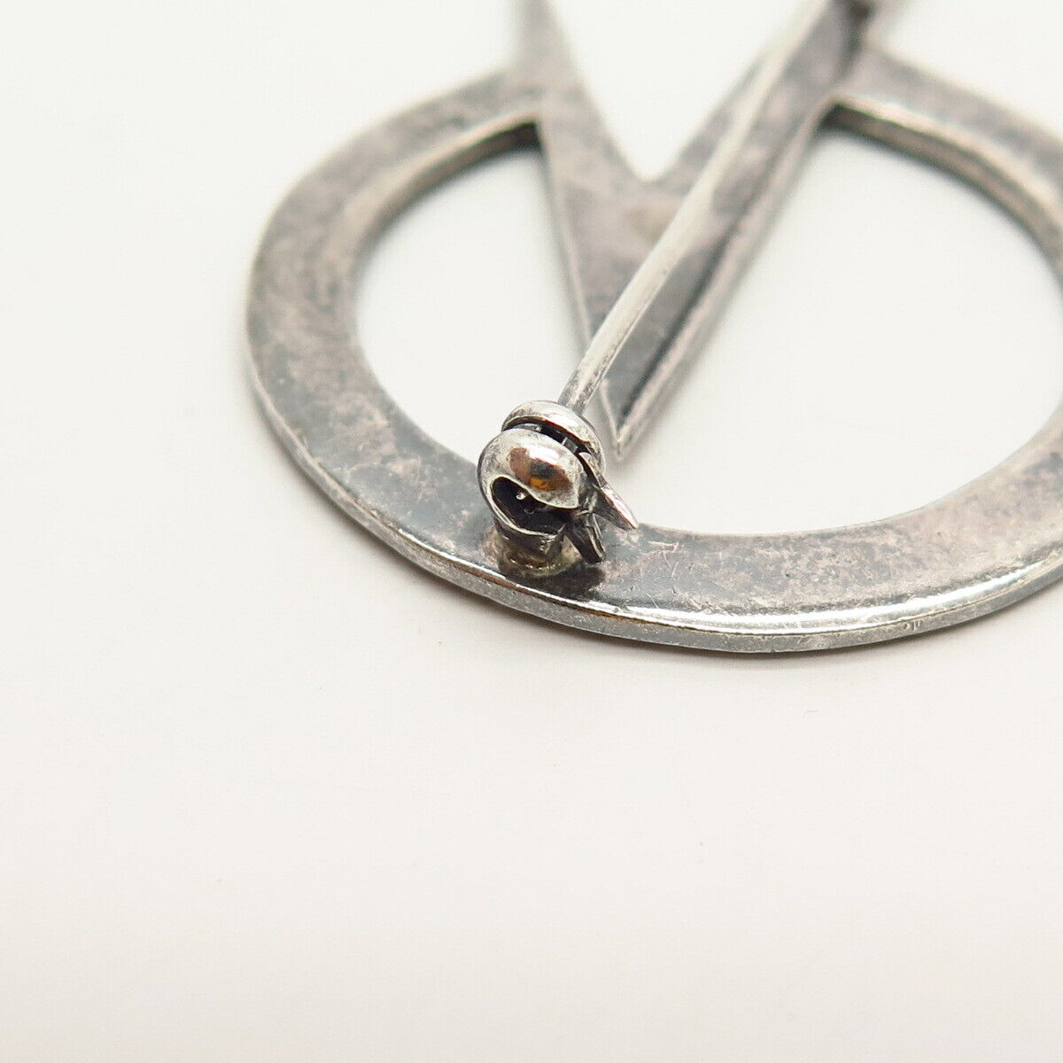 925 Sterling Silver Real Marcasite Gemstone Modernist Design Pin Brooch