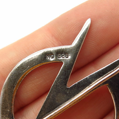 925 Sterling Silver Real Marcasite Gemstone Modernist Design Pin Brooch