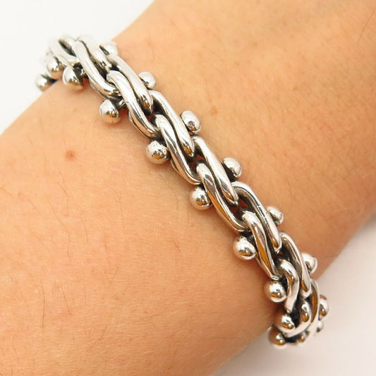 835 Silver 2-Tone Vintage Fancy Twisted Link Bracelet 6 1/4"