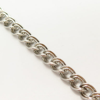 925 Sterling Silver Vintage Double Cable Link Bracelet 6.5"