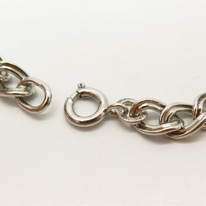 925 Sterling Silver Vintage Double Cable Link Bracelet 6.5"