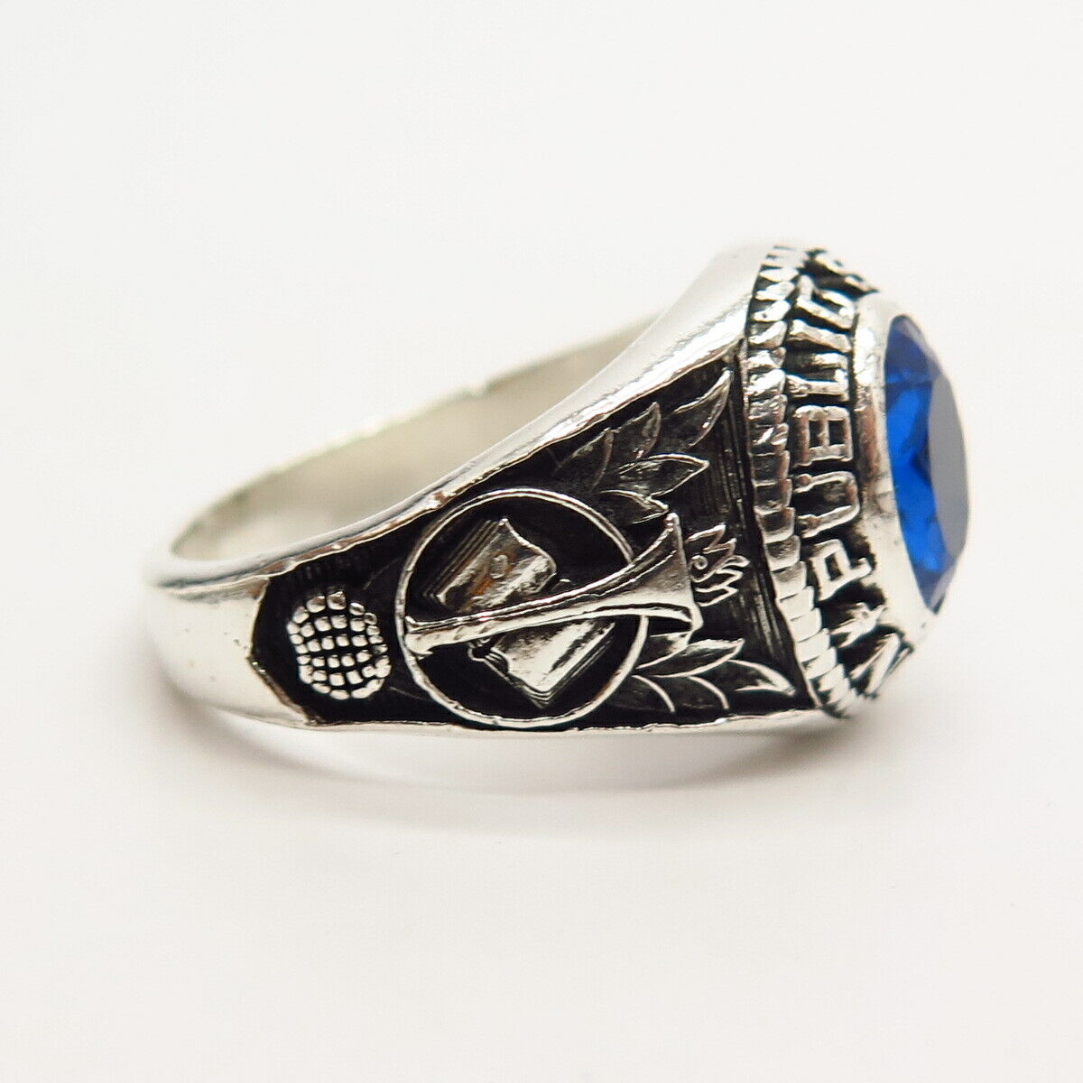 925 Sterling Silver Blue C Z "Public School No.21" Ring Size 10.5