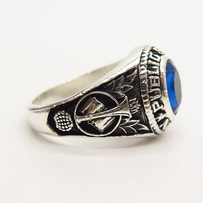 925 Sterling Silver Blue C Z "Public School No.21" Ring Size 10.5