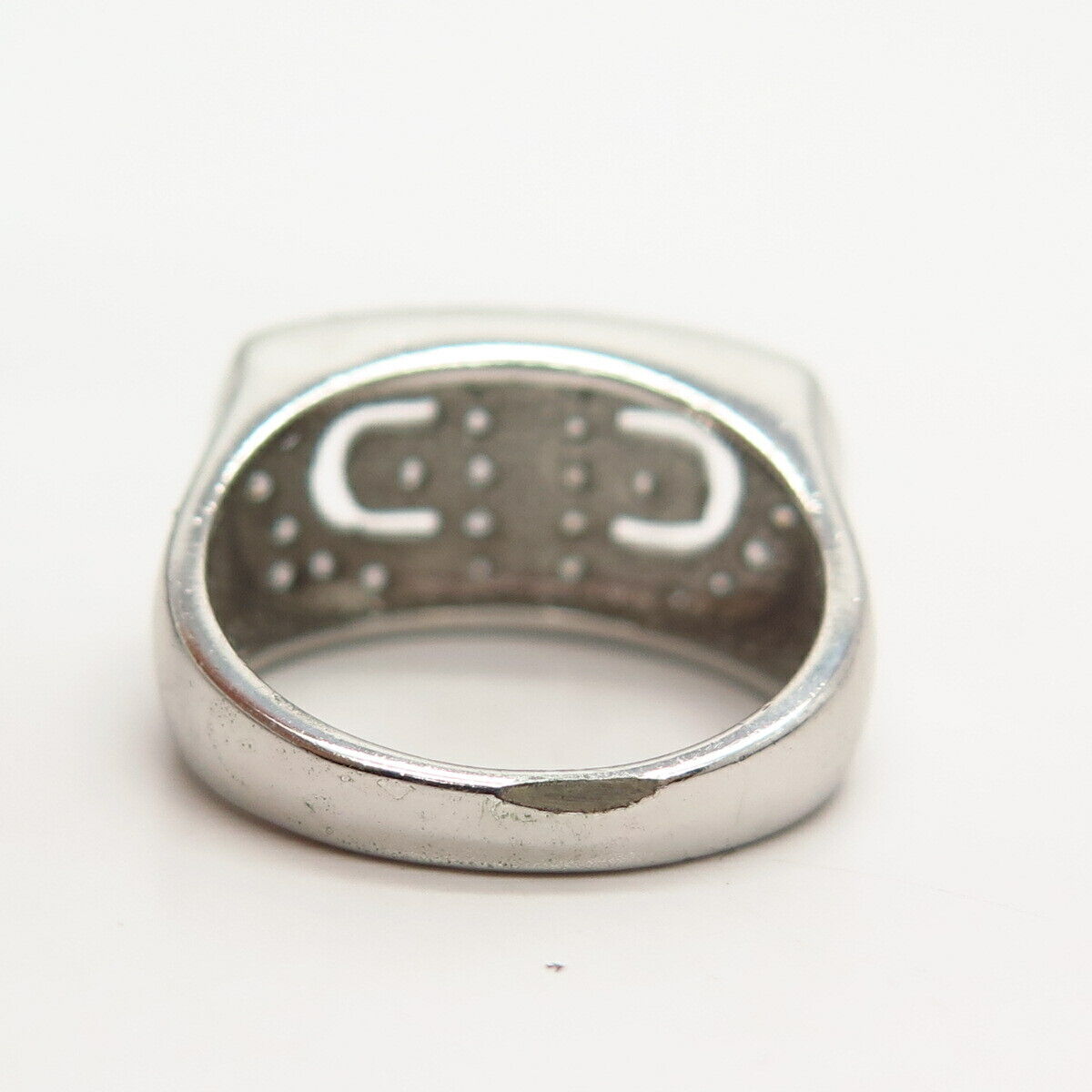 925 Sterling Silver C Z Monogram Design Signet Ring Size 7 3/4