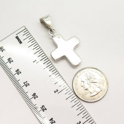 925 Sterling Silver Puffy Cross Hollow Pendant