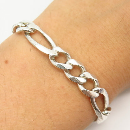 925 Sterling Silver Italy Figaro Link Bracelet 7.5"