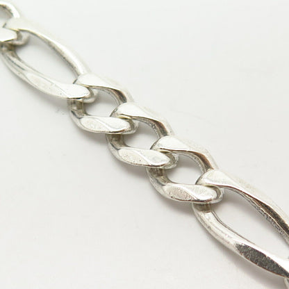 925 Sterling Silver Italy Figaro Link Bracelet 7.5"