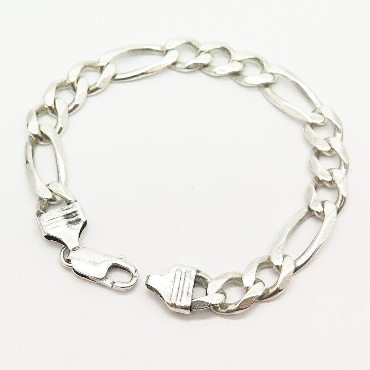 925 Sterling Silver Italy Figaro Link Bracelet 7.5"