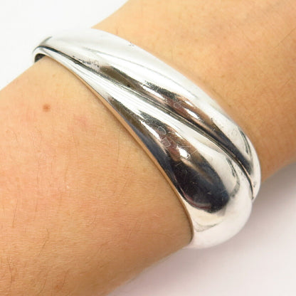 925 Sterling Silver Vintage Kabana Modernist Design Cuff Bracelet 7"