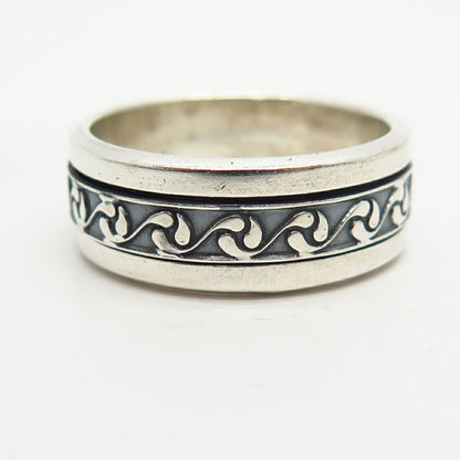 925 Sterling Vintage Mexico Swirl Design Rotating Men's Band Ring Size 14.5