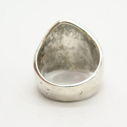 925 Sterling Silver Vintage Mexico Modernist Design Wide Ring Size 7 1/4