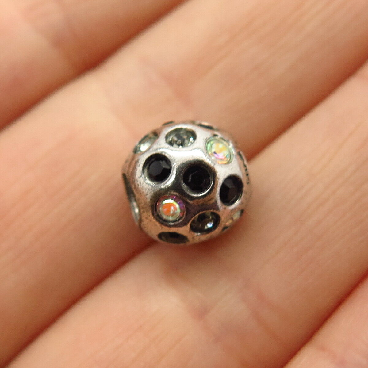 925 Sterling Silver Chamilia Multi-Color C Z Ball Design Bead Charm