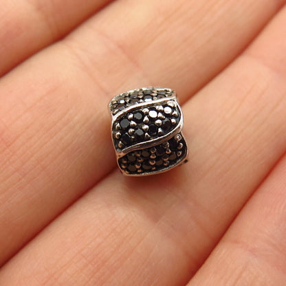 925 Sterling Silver Chamilia C Z Stripe Design Bead Charm