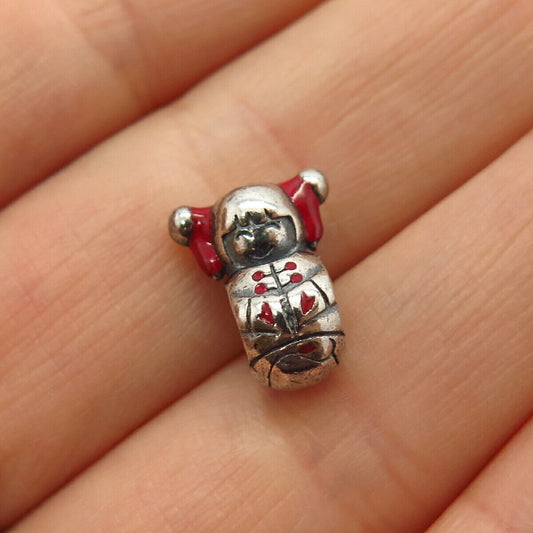 925 Sterling Silver Chamilia Enamel Girl Design Bead Charm