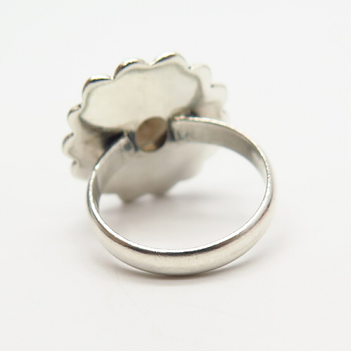 925 Sterling Silver Real Smoky Quartz Floral Design Ring