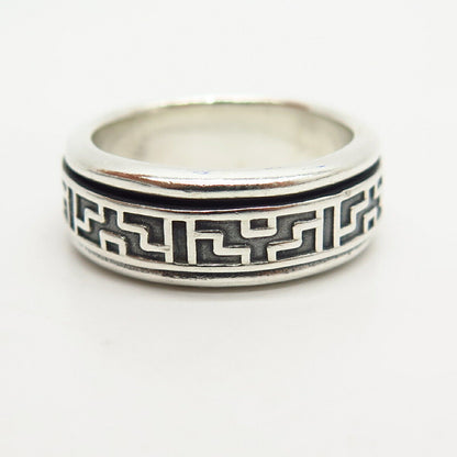 925 Sterling Silver Maze Design Rotating Band Ring Size 8