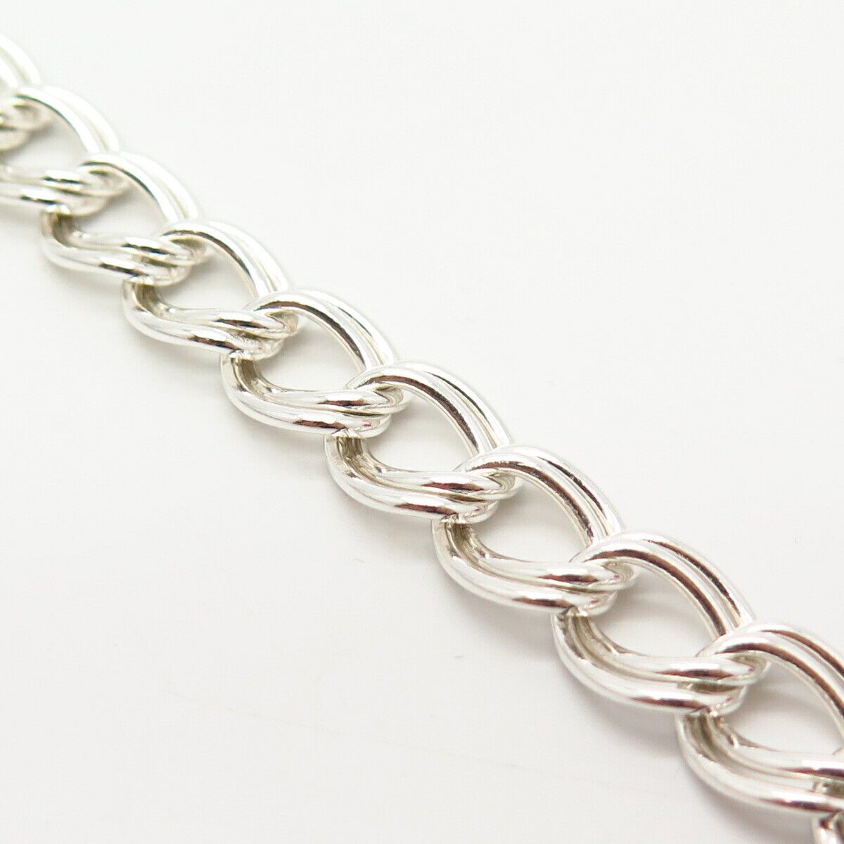 925 Sterling Silver Italy Double Cable Link Bracelet 7 1/4"