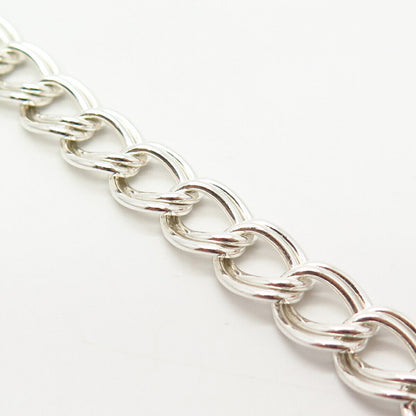 925 Sterling Silver Italy Double Cable Link Bracelet 7 1/4"