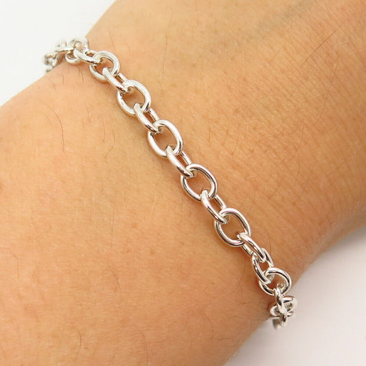 925 Sterling Silver Cable Link Bracelet 6 3/4"