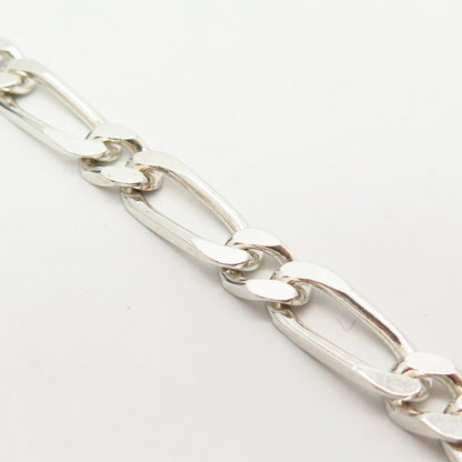 925 Sterling Silver Italy Figaro Link Bracelet 7.5"