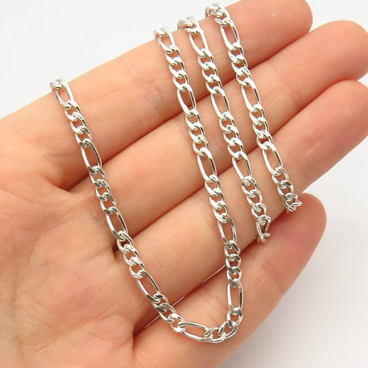 925 Sterling Silver Figaro Chain Necklace 24"