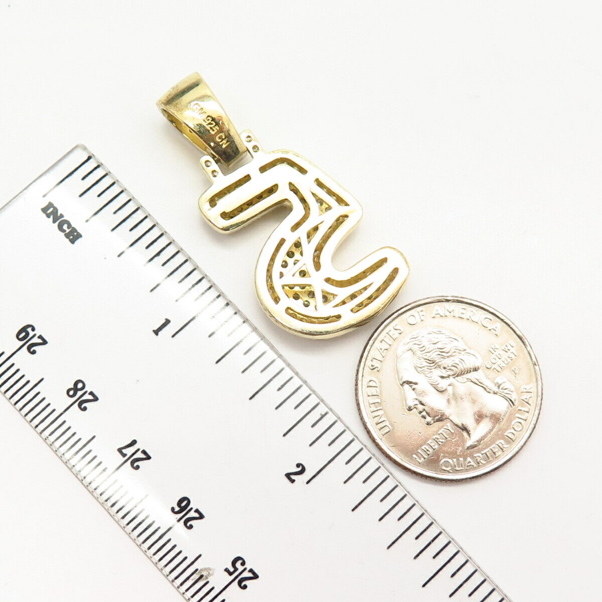 925 Sterling Silver Gold Plated C Z Lucky Number "5" Pendant