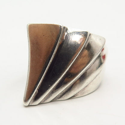 925 Sterling Silver Vintage Modernist Design Ring Size 7.5