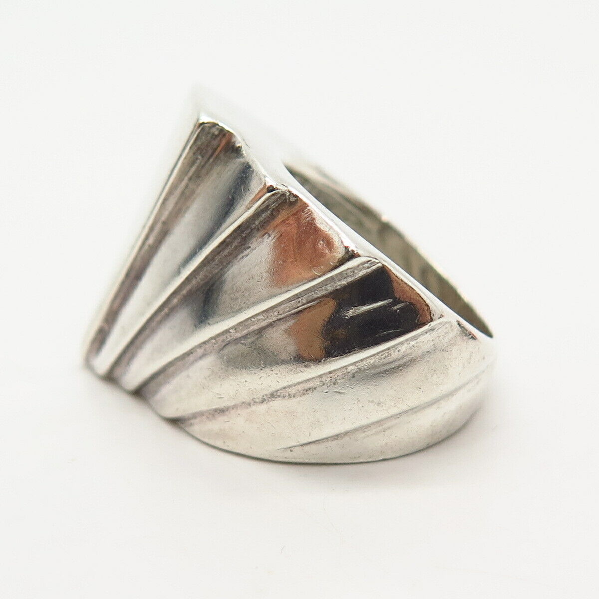 925 Sterling Silver Vintage Modernist Design Ring Size 7.5