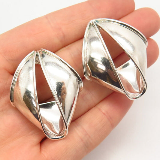 925 Sterling Silver Vintage Modernist Design Earrings