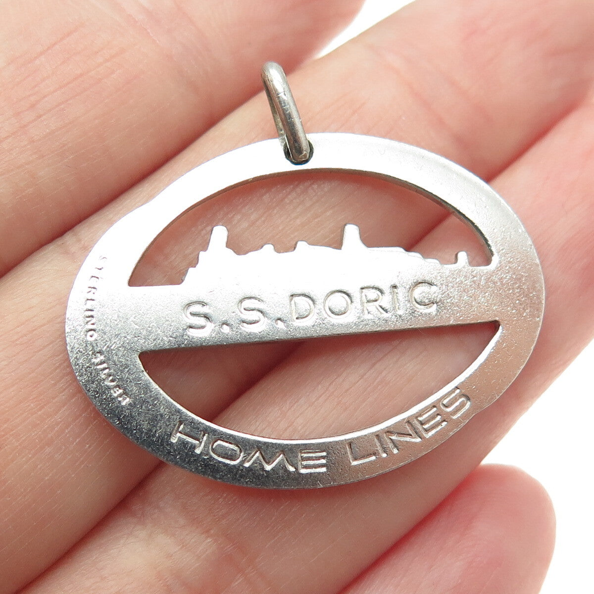 925 Sterling Silver Vintage SS Doric Cruise Ship Liner Home Lines Pendant