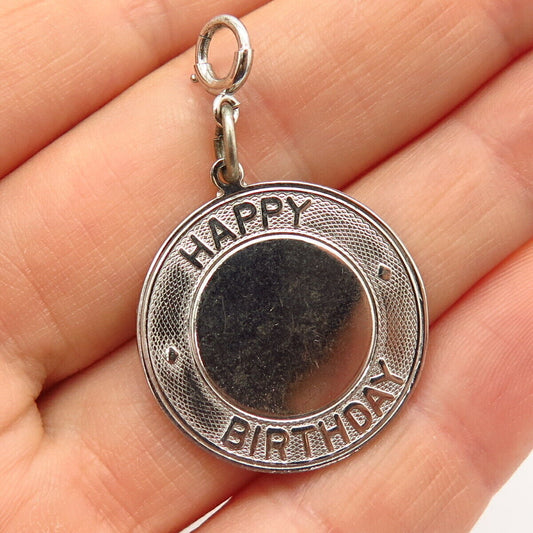 925 Sterling Silver Antique Elco "Happy Birthday" Charm Pendant