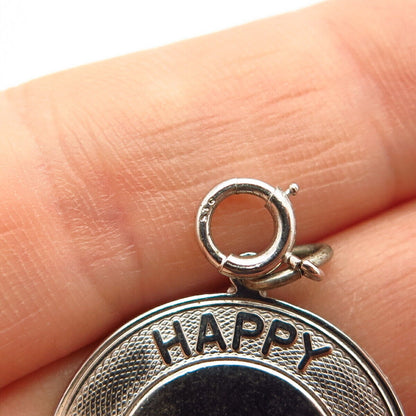 925 Sterling Silver Antique Elco "Happy Birthday" Charm Pendant