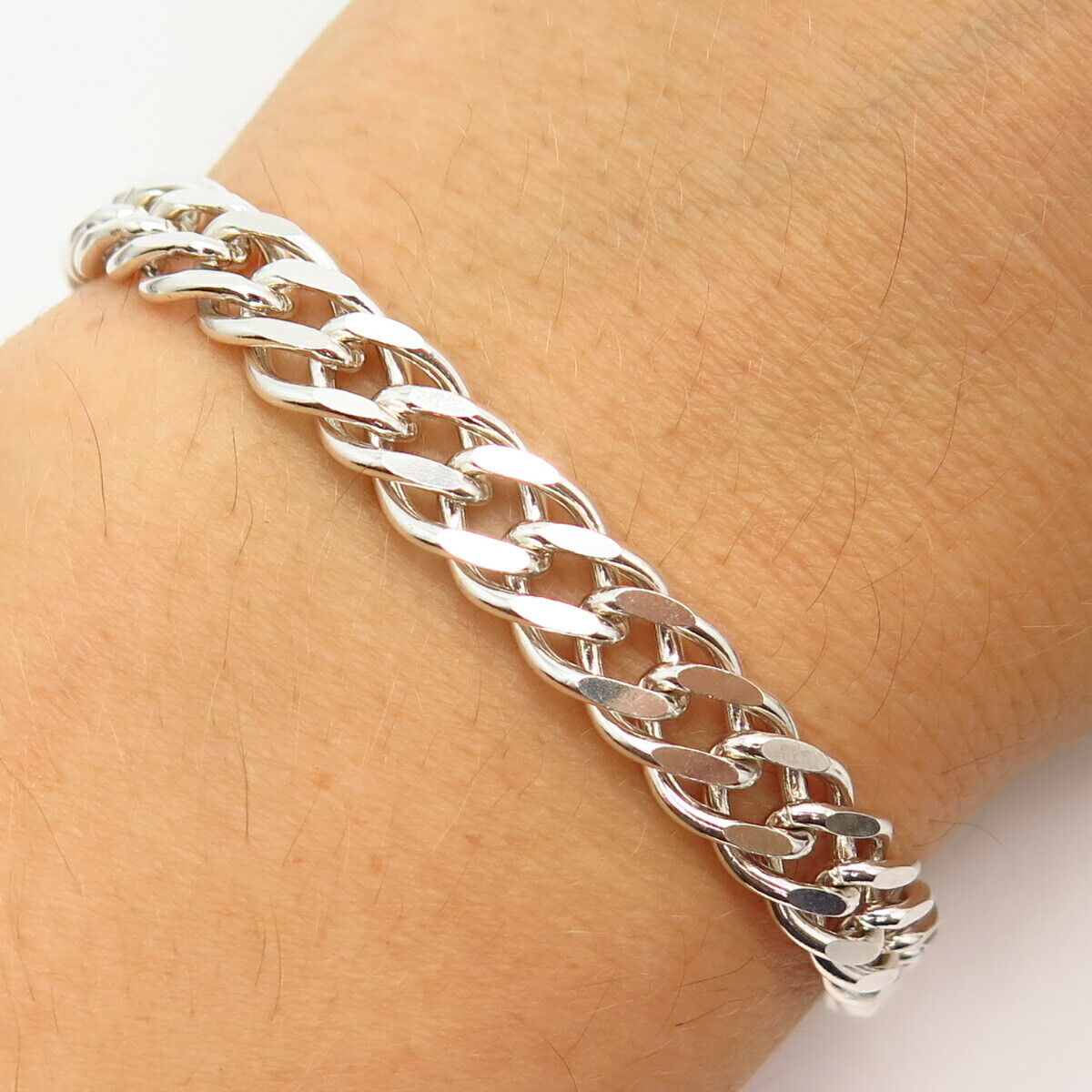 925 Sterling Silver Italy Cable Link Bracelet 7 3/4"