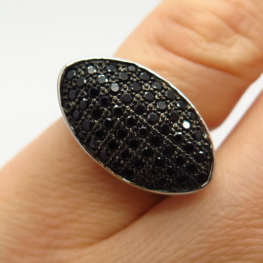 925 Sterling Silver Black C Z Ring Size 4 3/4