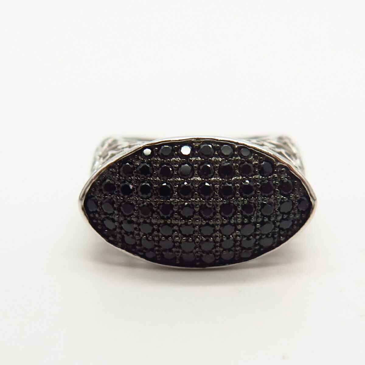 925 Sterling Silver Black C Z Ring Size 4 3/4