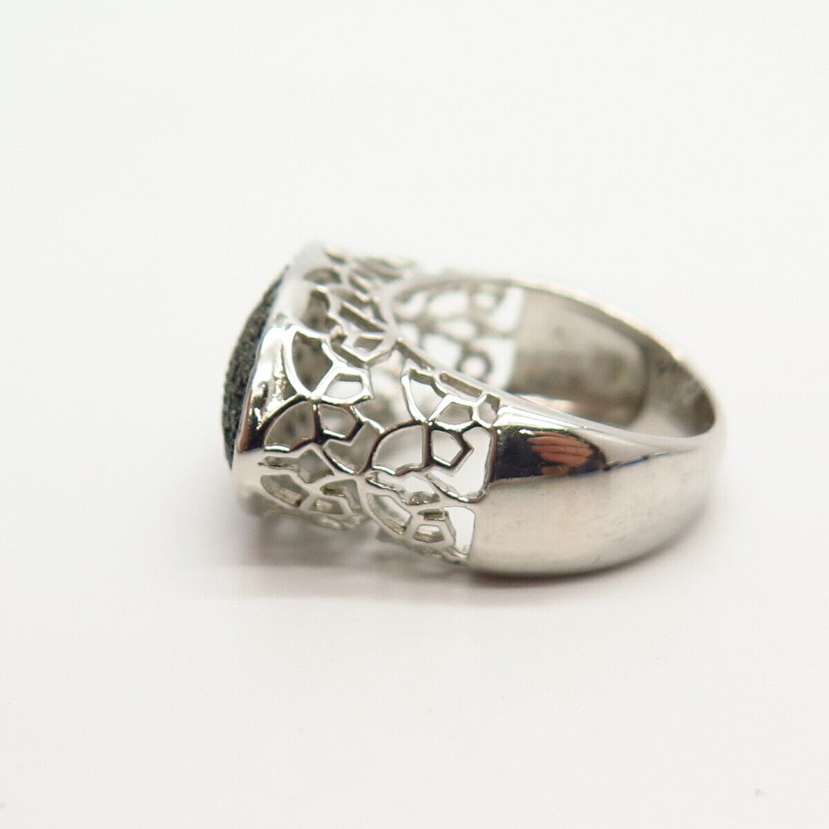 925 Sterling Silver Black C Z Ring Size 4 3/4