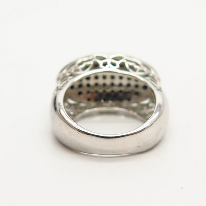 925 Sterling Silver Black C Z Ring Size 4 3/4