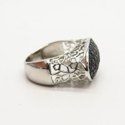 925 Sterling Silver Black C Z Ring Size 4 3/4