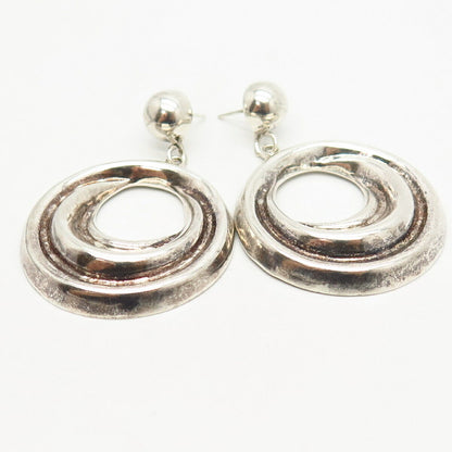 925 Sterling Silver Vintage Mexico Circle Drop Earrings