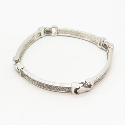 925 Sterling Silver C Z Bar Link Bracelet 8 1/4"