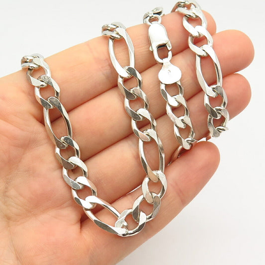 925 Sterling Silver Italy Figaro Chain Necklace 20"