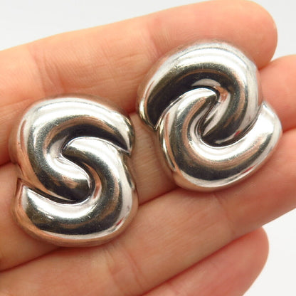 925 Sterling Silver Vintage Mexico Knot Design Earrings