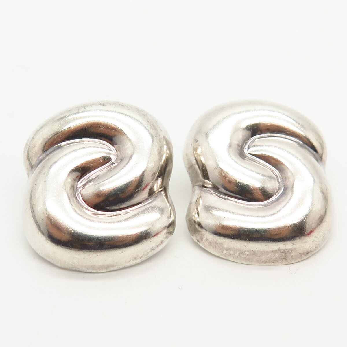 925 Sterling Silver Vintage Mexico Knot Design Earrings